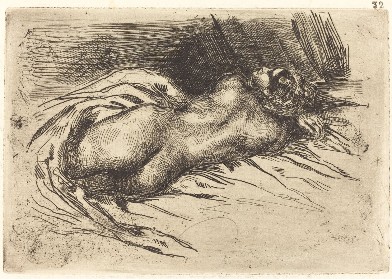 Studie av en kvinne, sett fra baksiden Studie av en kvinne sett bakfra, 1833. av Eugène Delacroix