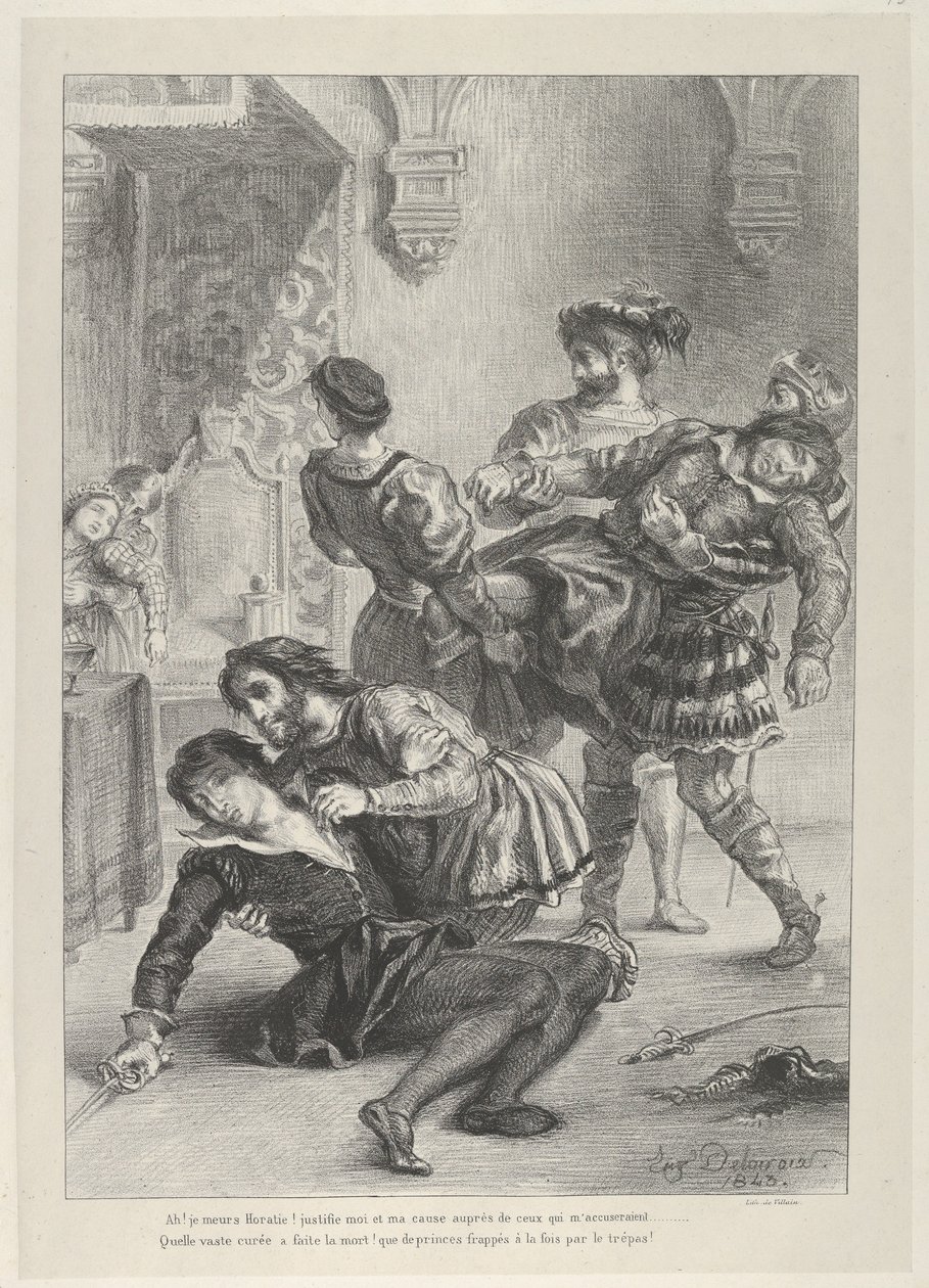 Hamlets død, 1843., 1843. av Eugène Delacroix