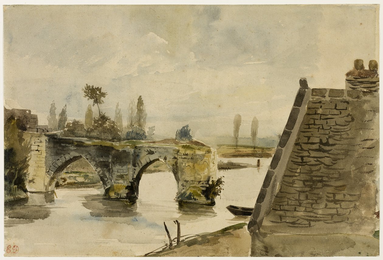 Den gamle broen i Nantes av Eugène Delacroix