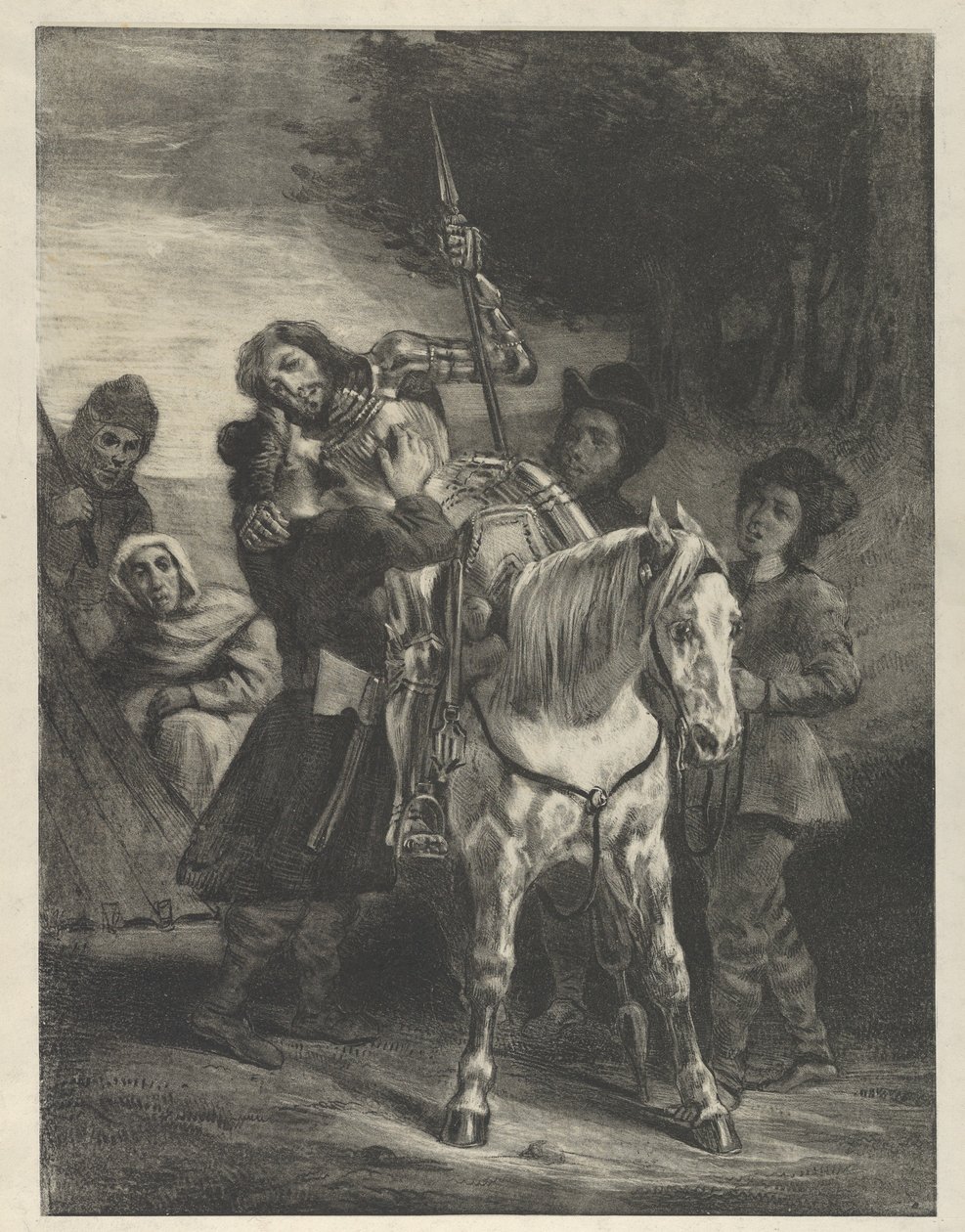 Den sårede Goetz tatt inn av sigøynerne, 1836-43., 1836-43. av Eugène Delacroix