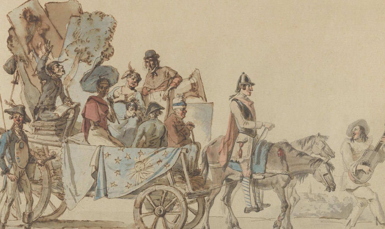 Teatertroppen på veien, 1818. av Eugène Delacroix