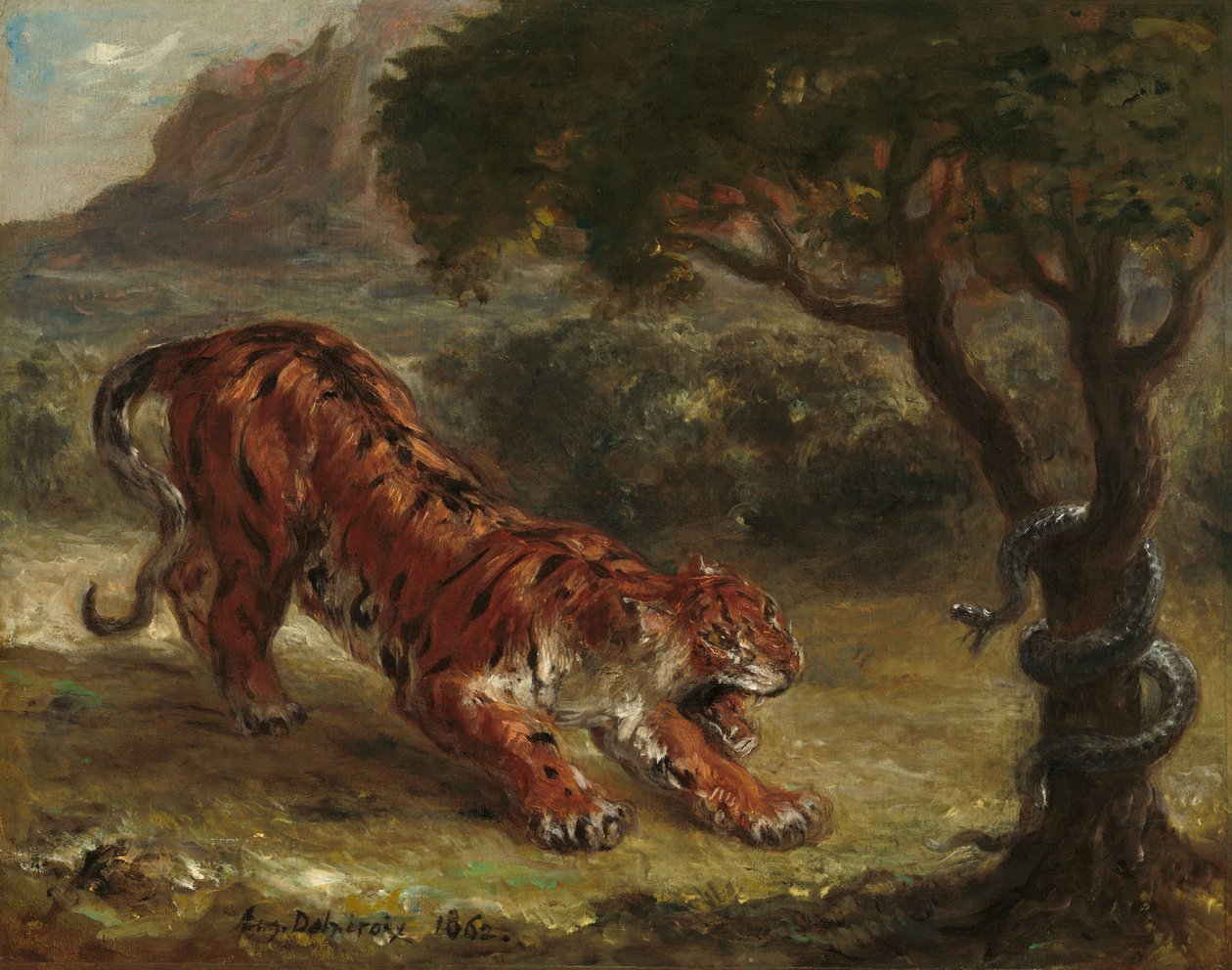 Tiger og slange, 1862. av Eugène Delacroix