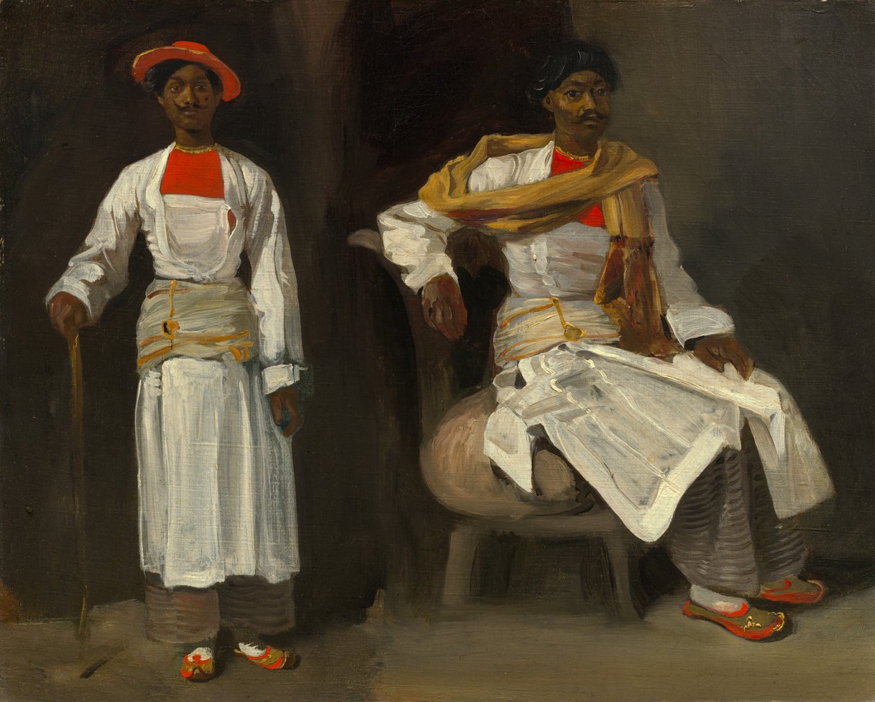 To studier av en indianer fra Calcutta, sittende og stående av Eugène Delacroix