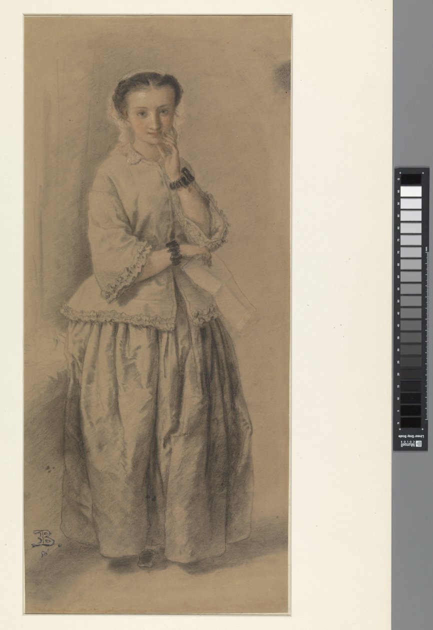 Portrett av Jeanne Dielman, stående, full lengde av Eugène François de Block
