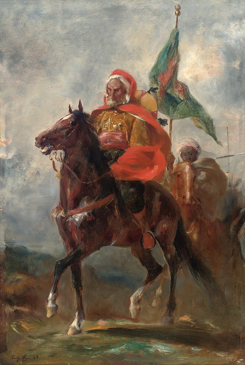 En orientalistisk høvding til hest, 1863 av Eugène Fromentin