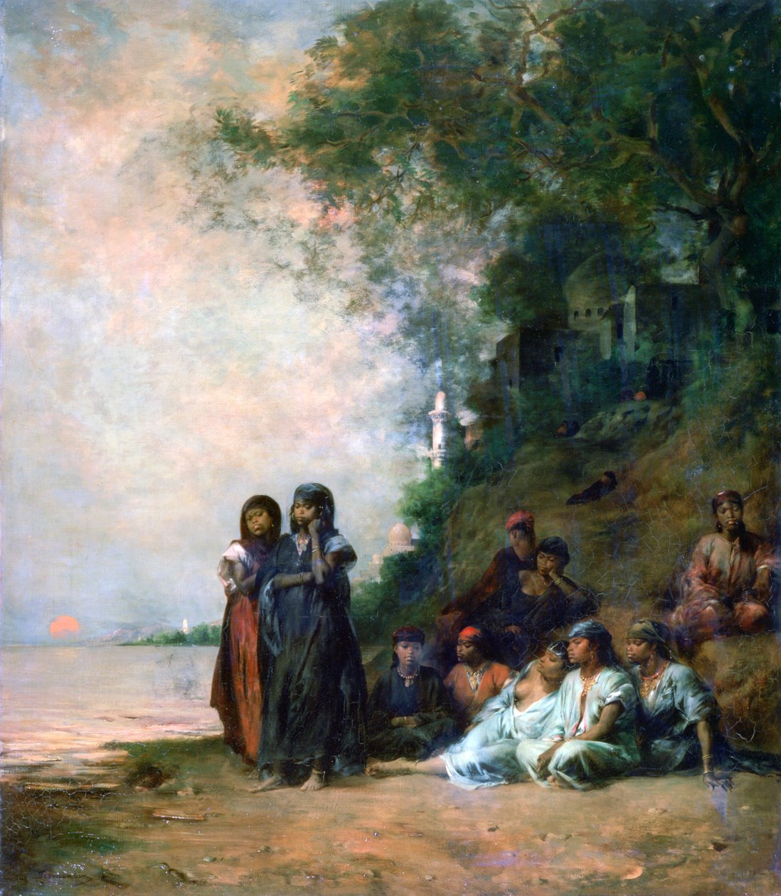 Egyptiske kvinner på kanten av vannet, 1800-tallet av Eugène Fromentin