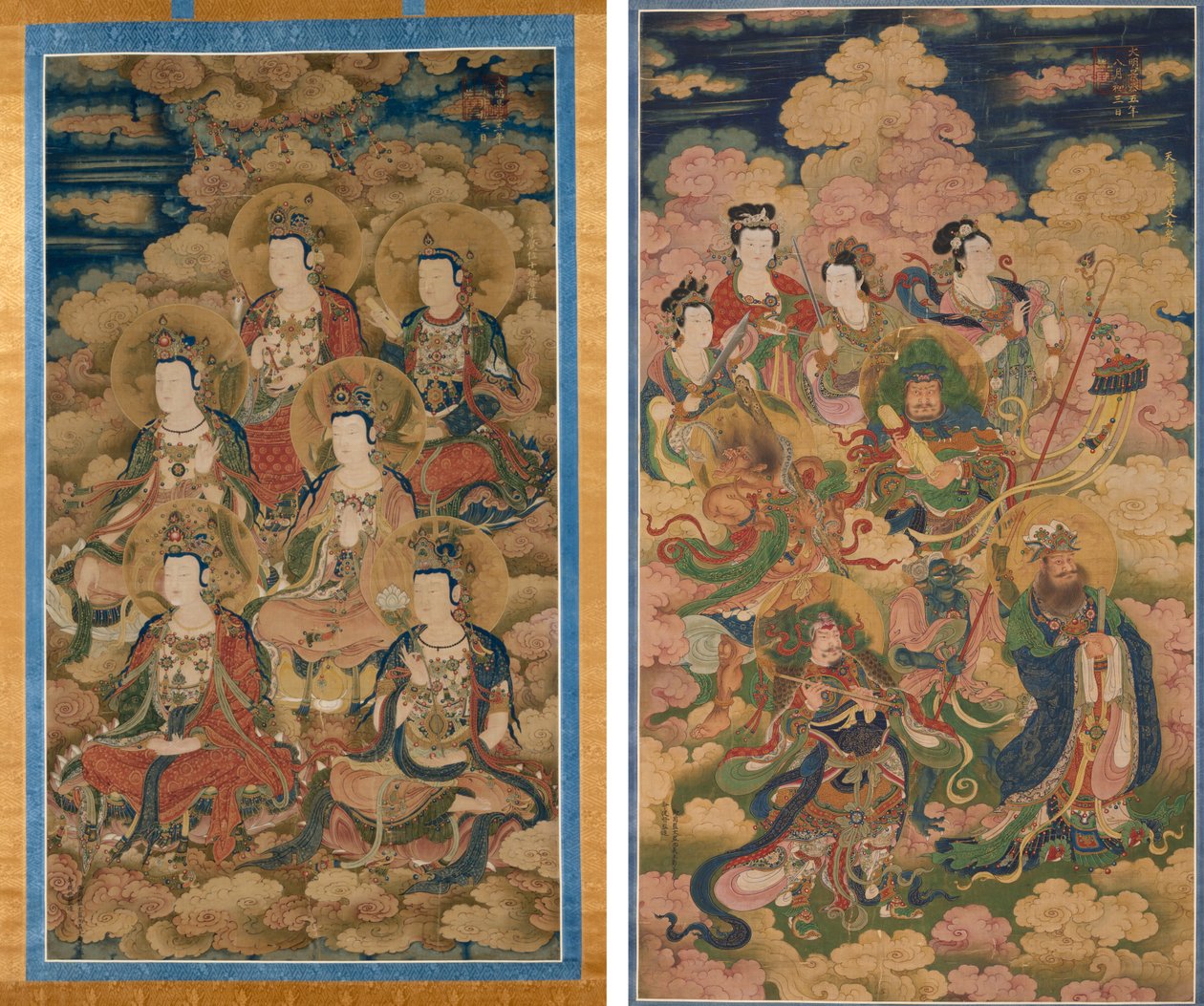 Bodhisattvaene til de ti stadiene for å oppnå den mest fullkomne kunnskap; De åtte verter av Deva, Naga og Yakshi av Eugène Fromentin