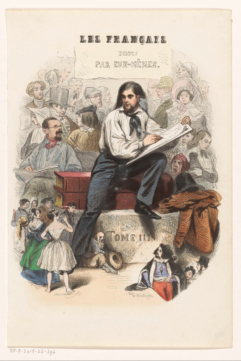 Skissekunstner Tittelside for: Les Français peints par eux-mêmes, 1841 av Eugène Guillaumot