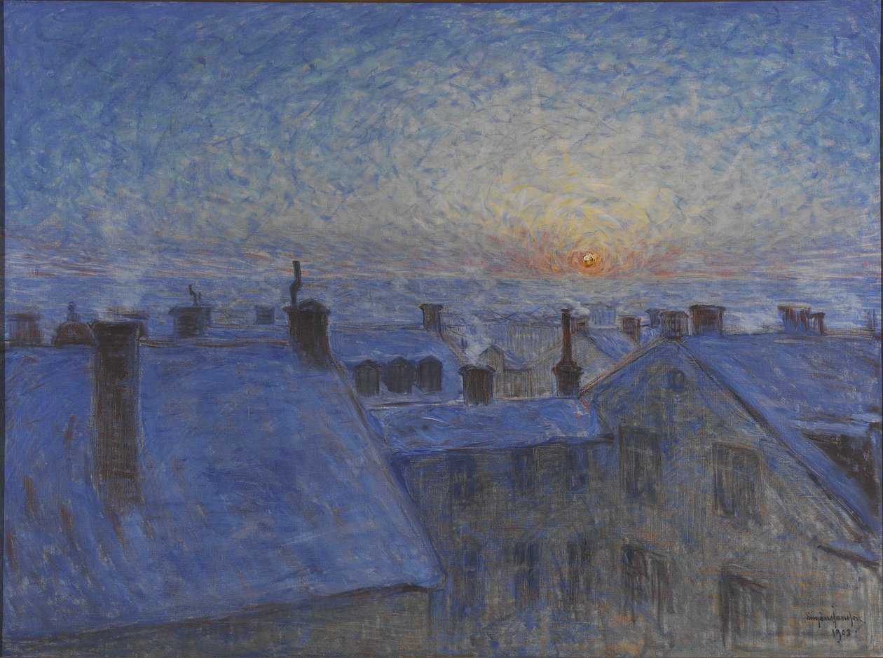 Soloppgang over Stockholms hustak, 1903 av Eugène Jansson