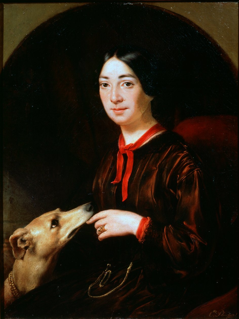 Portrett av sangeren og komponisten Pauline Viardot, 1821-1910, c1853 av Eugéne Pluchart