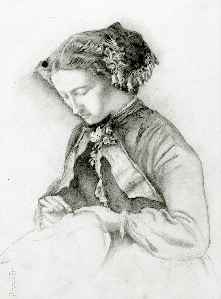 Portrett av Effie med revebjeller i håret (The Foxglove) 1853 av Euphemia Ruskin