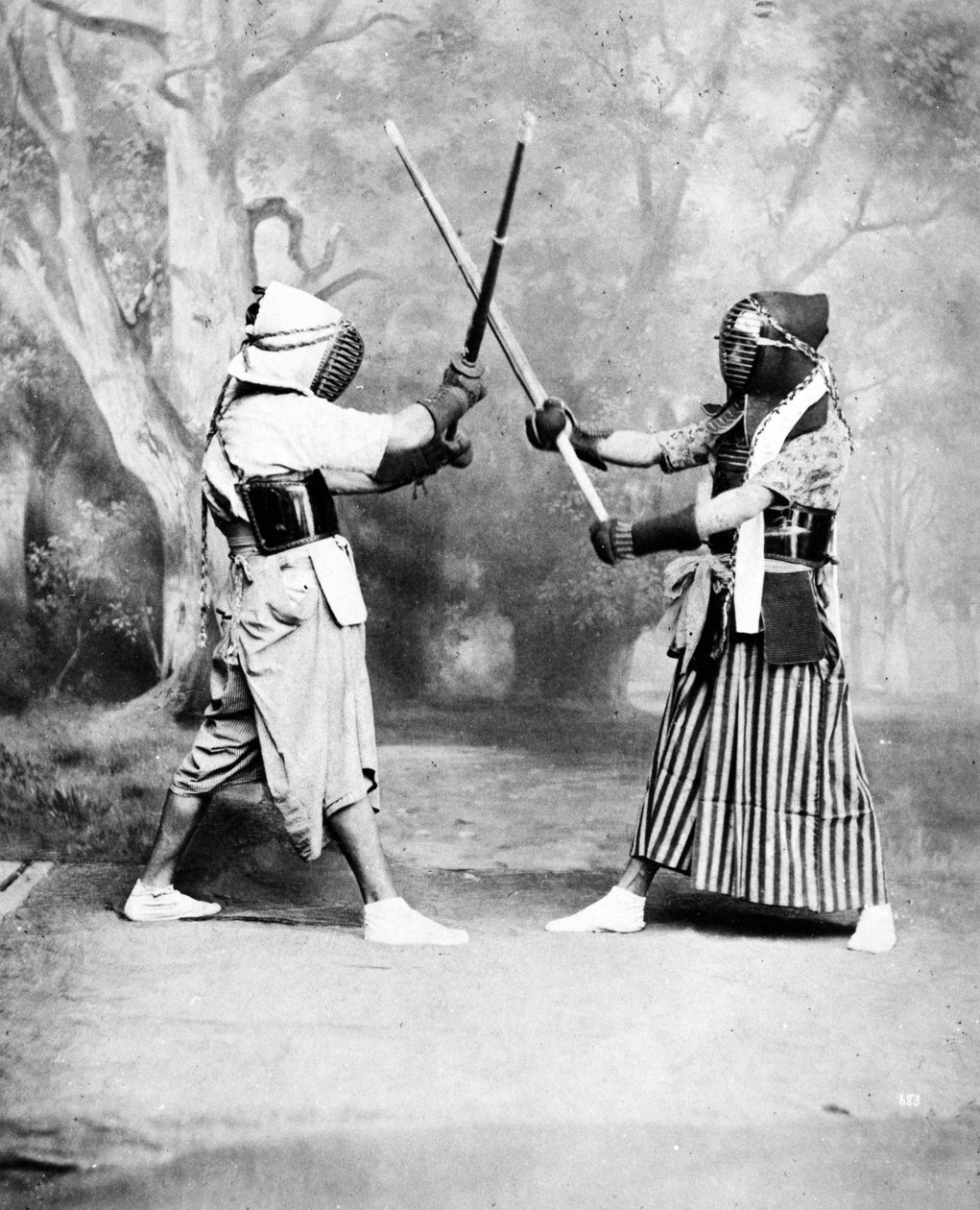 Kendo, eller japansk fekting, ca. 1860-80 av European Photographer