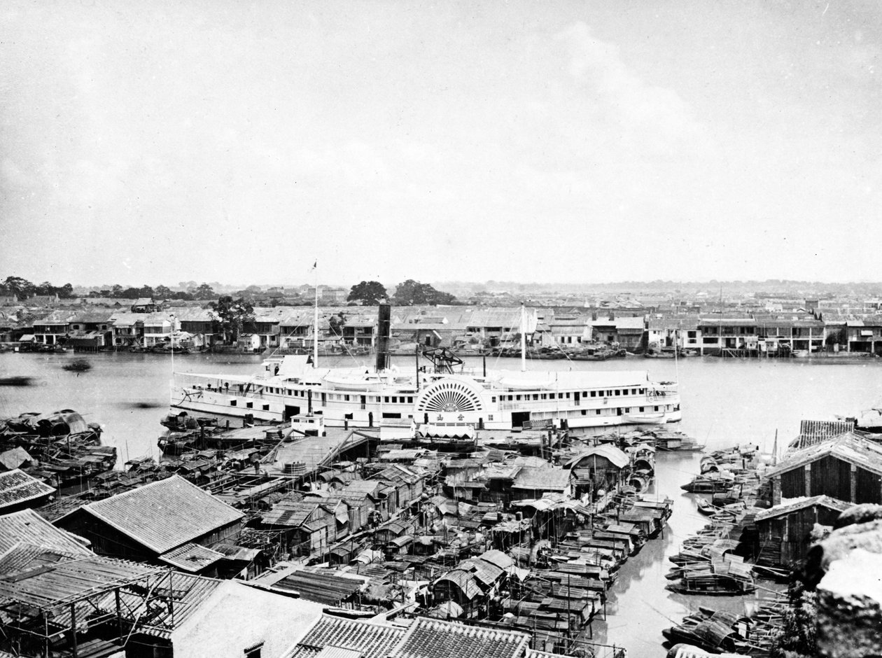 The Golden Mountain ved Canton Landing Place, ca. 1870 av European Photographer