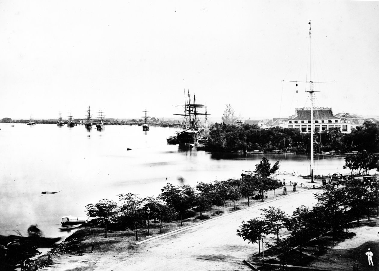 Waterfront, Saigon, ca. 1870-tallet av European Photographer