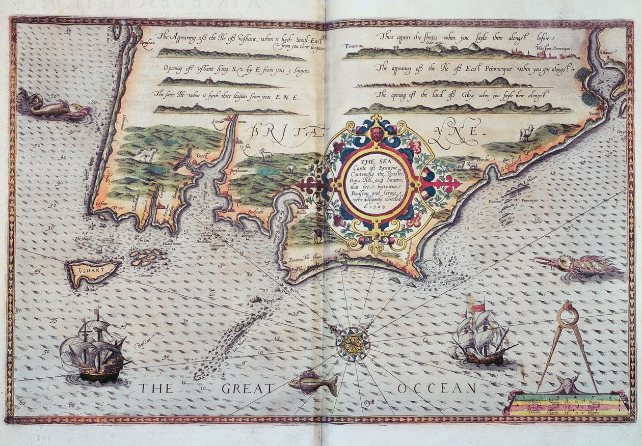Et kart over kysten av Bretagne, 1588 av European School