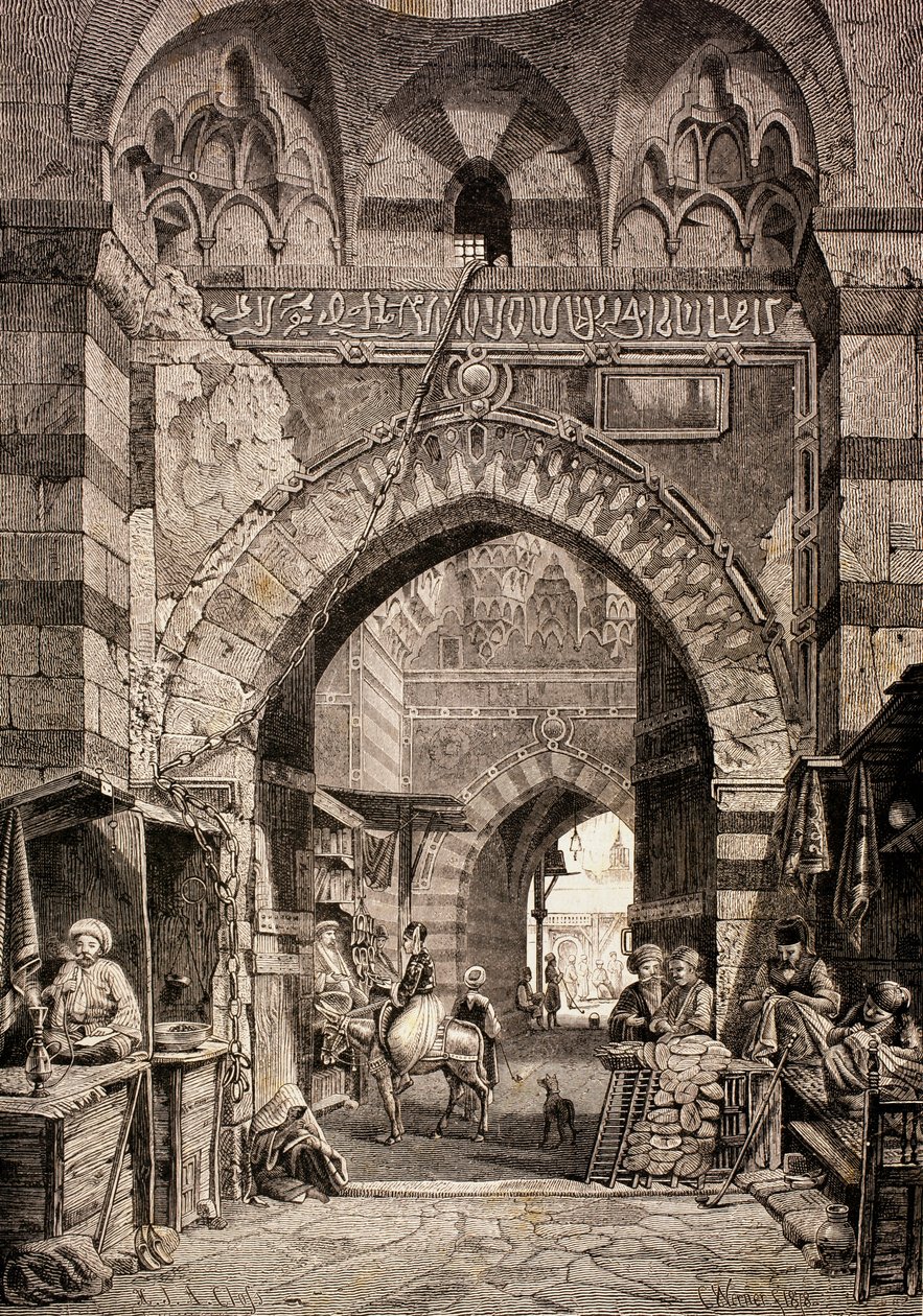Inngang til Khan el-Khalili souk i Kairo, på 1800-tallet, fra 