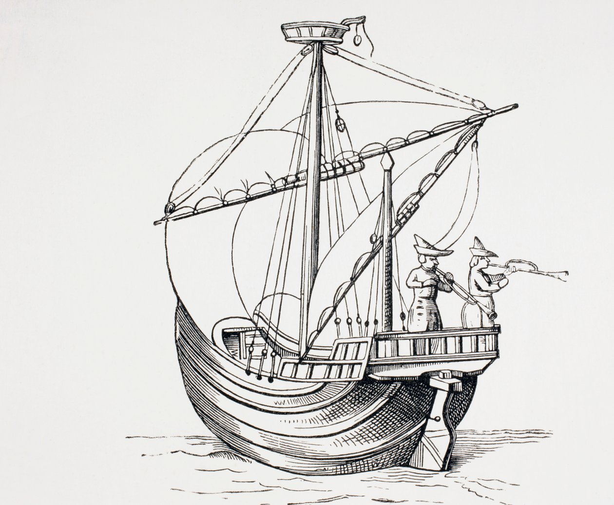 Seilskip fra det femtende århundre, ca. 1880 av European School