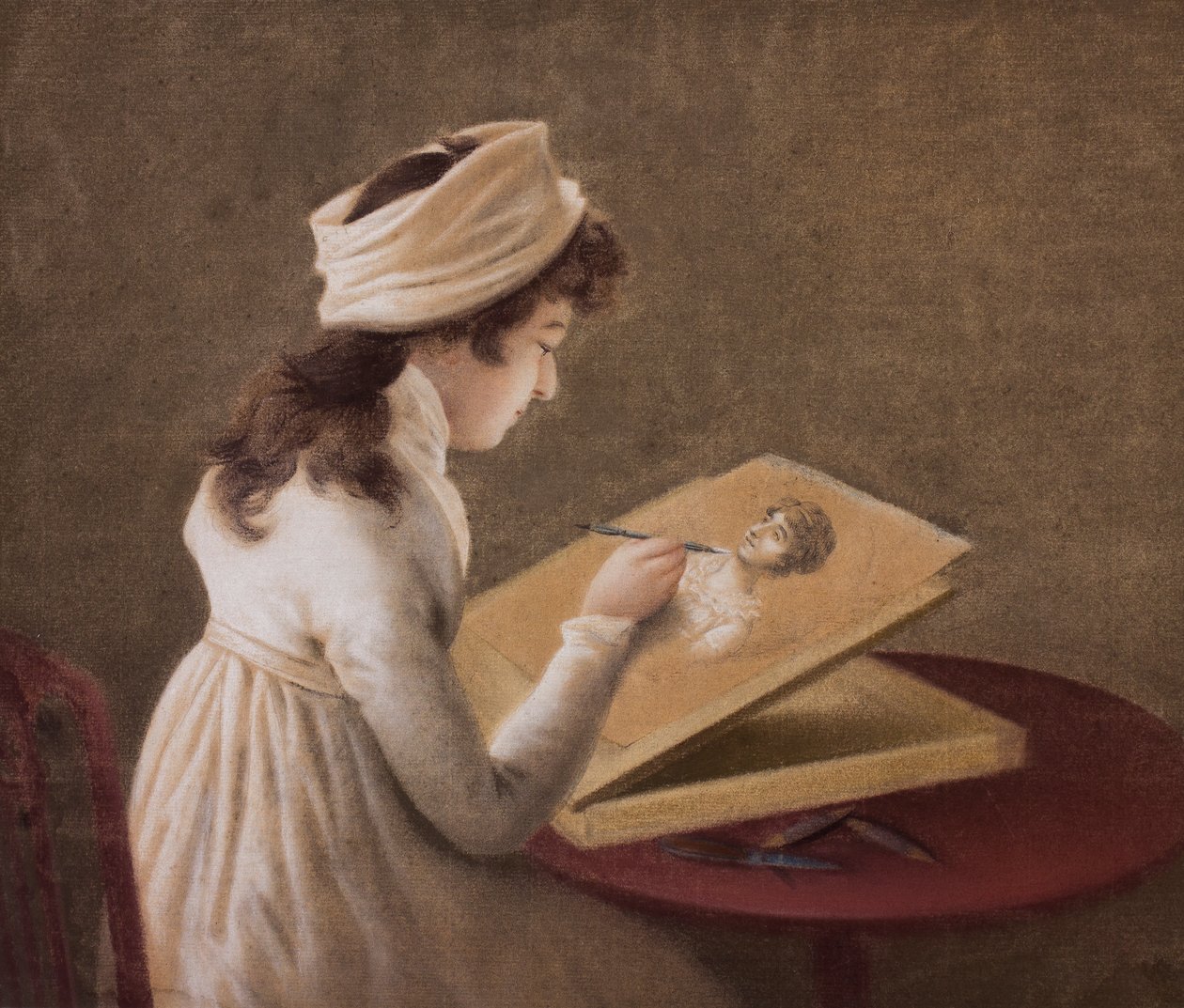 Portrett av en kunstner, ca. 1800 av European School