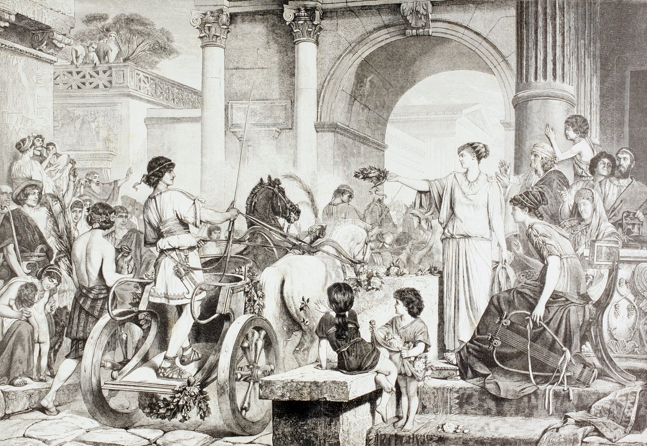 Slutten på Chariot Race ved de olympiske leker i antikkens Hellas, fra 