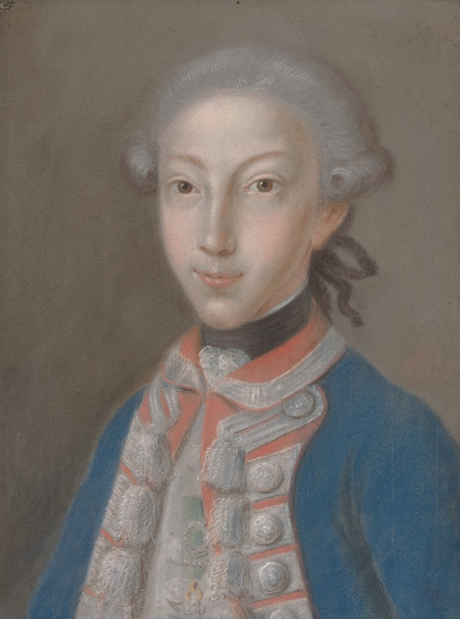 Portrett av en ung mann i uniform av European 18th Century
