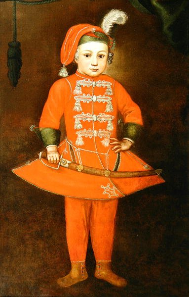 A Young Swordsman (olje på lerret) av European School