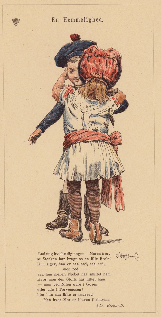 En hvisket hemmelighet (fargelitografi) av European School