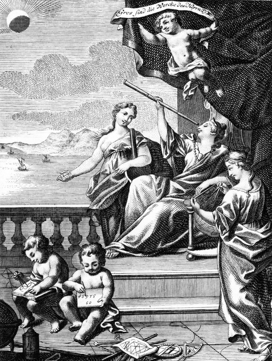 Illustrasjon av astronomi, ca. 1771 av European School