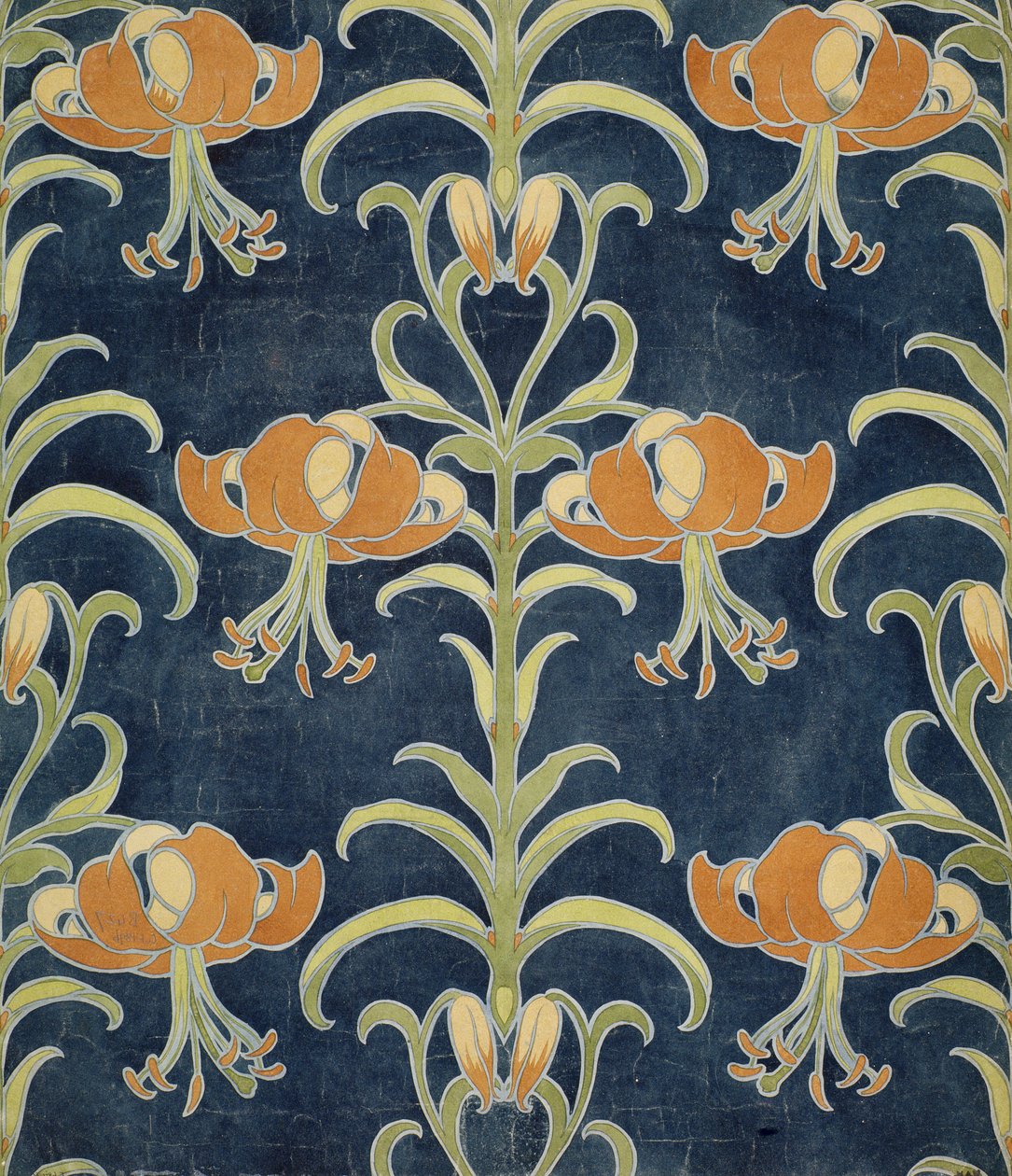 Liljedesign for tapet eller tekstil, 1896 av European School