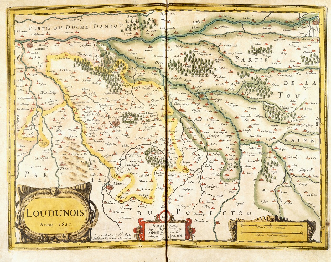 Kart over Loudunois i 1627, 1631 av European School
