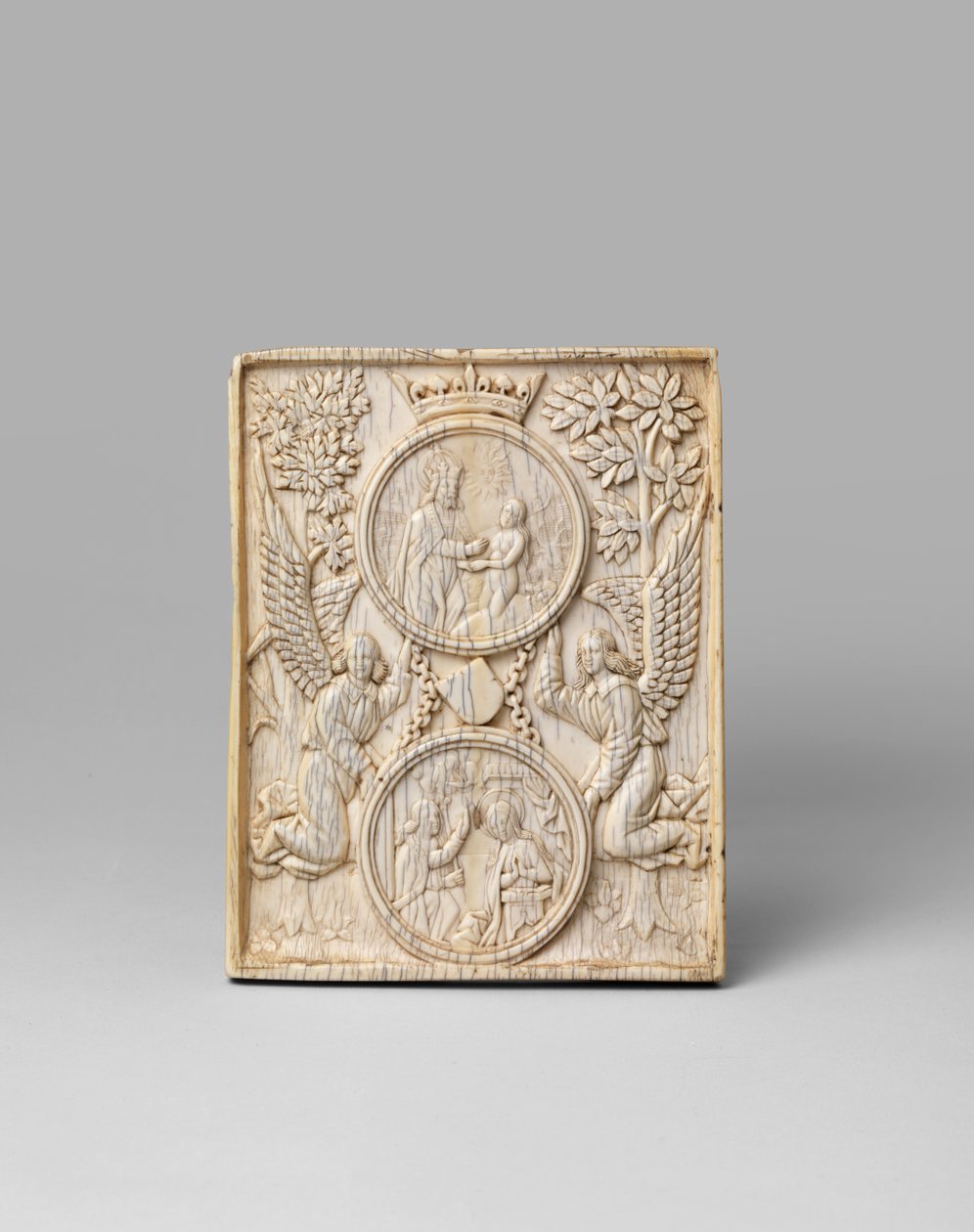 Skapelsen av Eva og bebudelsen på et enkelt panel, i gotisk stil, 1800-tallet av European School