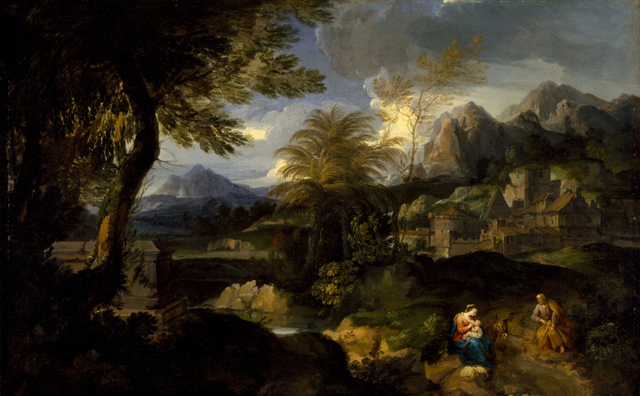 Resten på flukten til Egypt, 1670-1700 av European School