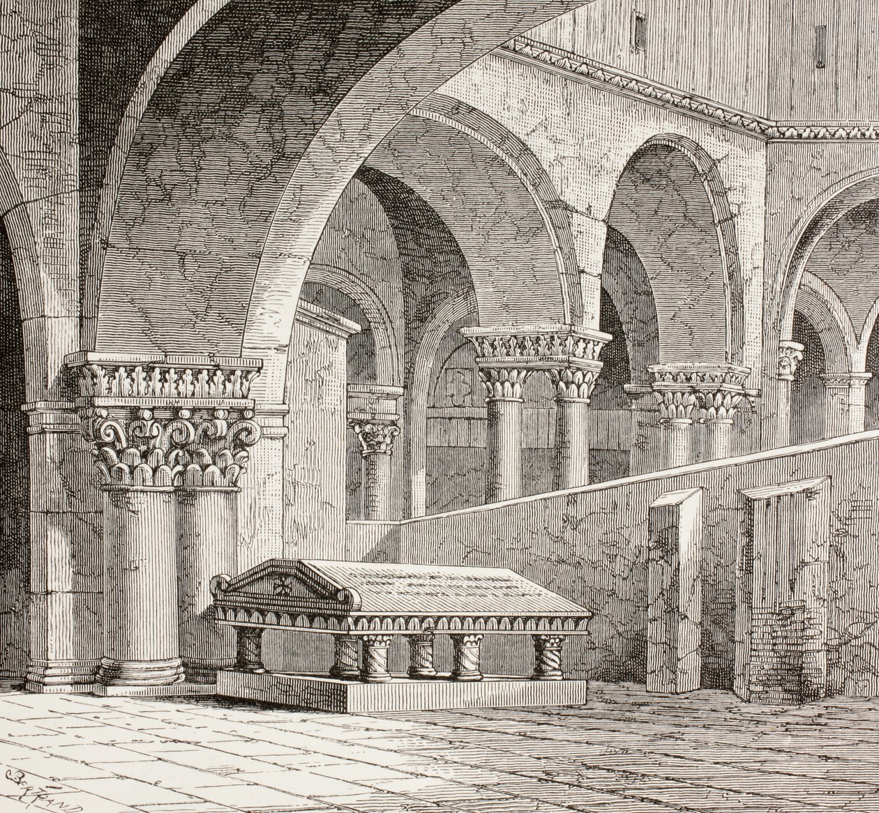 Graven til Godfrey de Bouillon i Den hellige gravs kirke, Jerusalem, ca. 1880 av European School