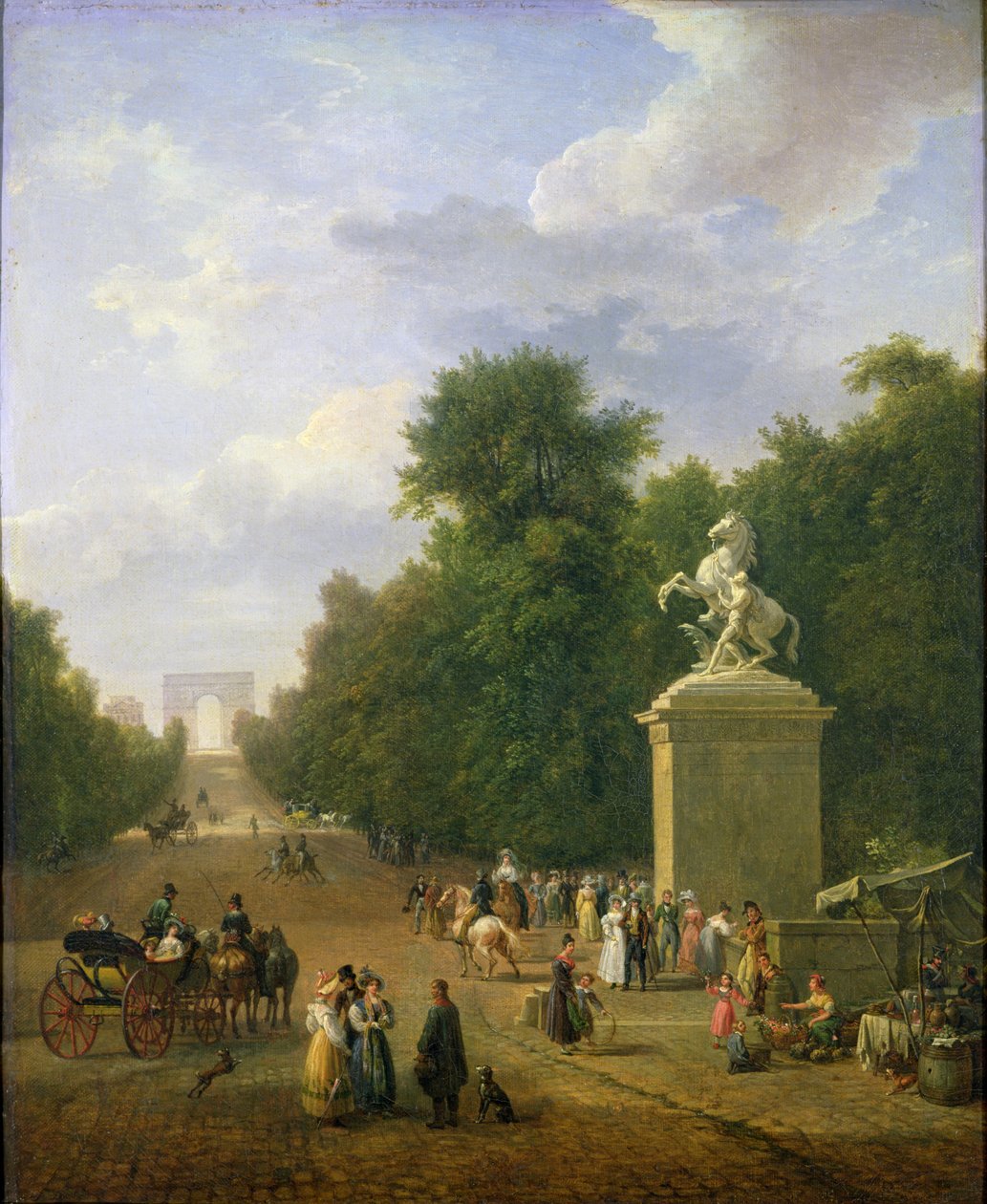 Inngangen til Champs-Elysees i 1830 av Eustache Francois Duval