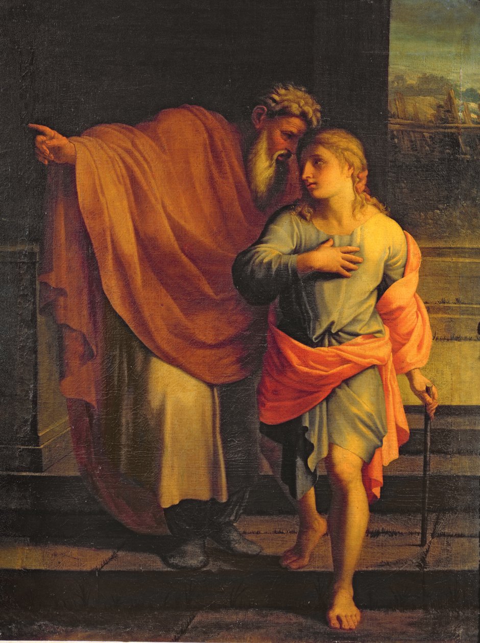 Jakob sender sin sønn, Josef, for å se etter sine brødre i Sichem eller Tobias mottar instruksjoner fra sine brødre av Eustache Le Sueur