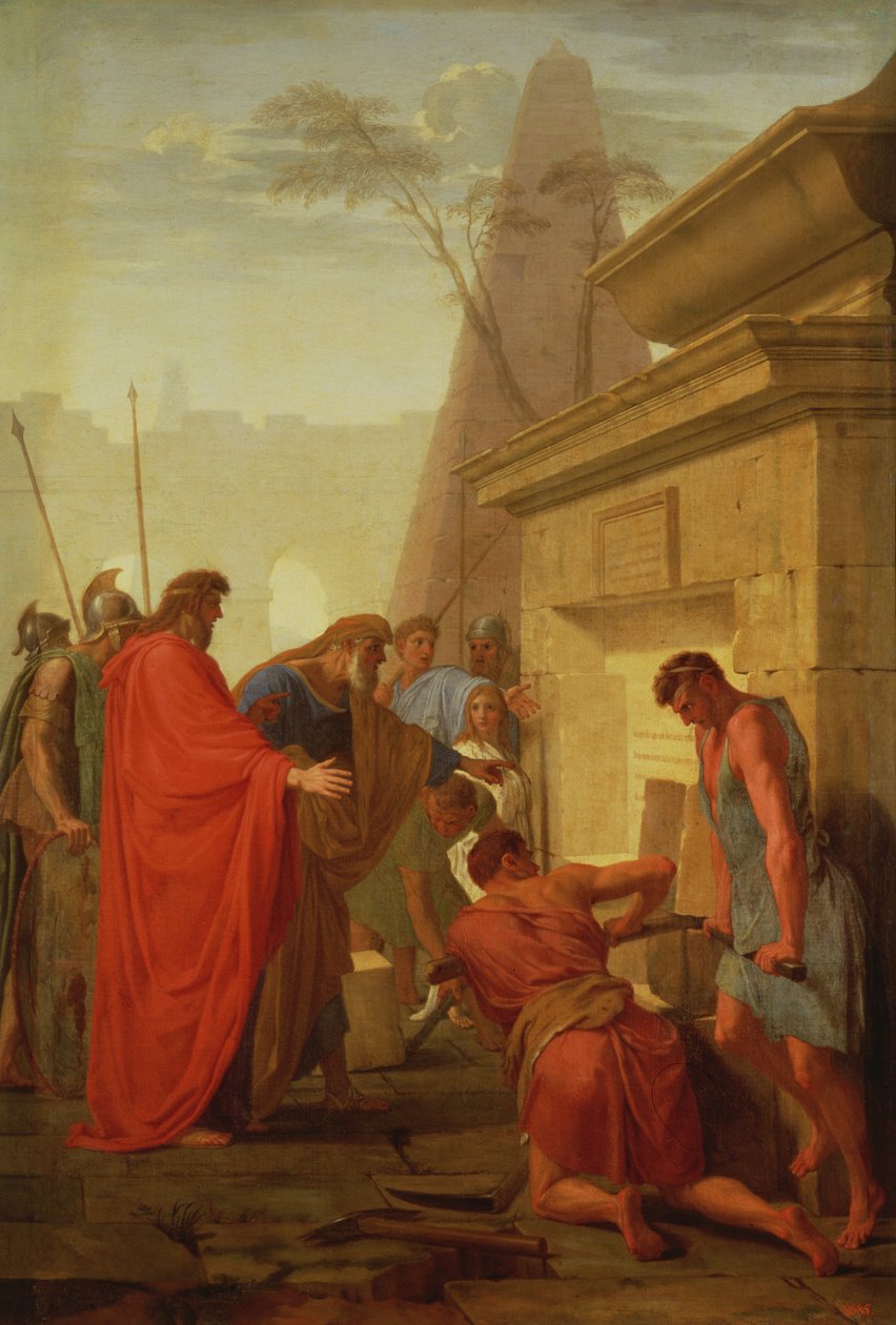 Darius Hystaspes åpner graven til Nitocris, ca. 1649 av Eustache Le Sueur
