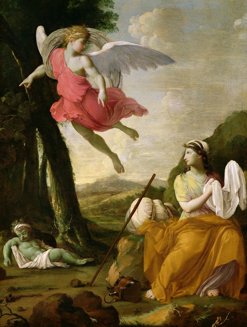 Hagar og Ismael reddet av engelen, ca. 1648 av Eustache Le Sueur