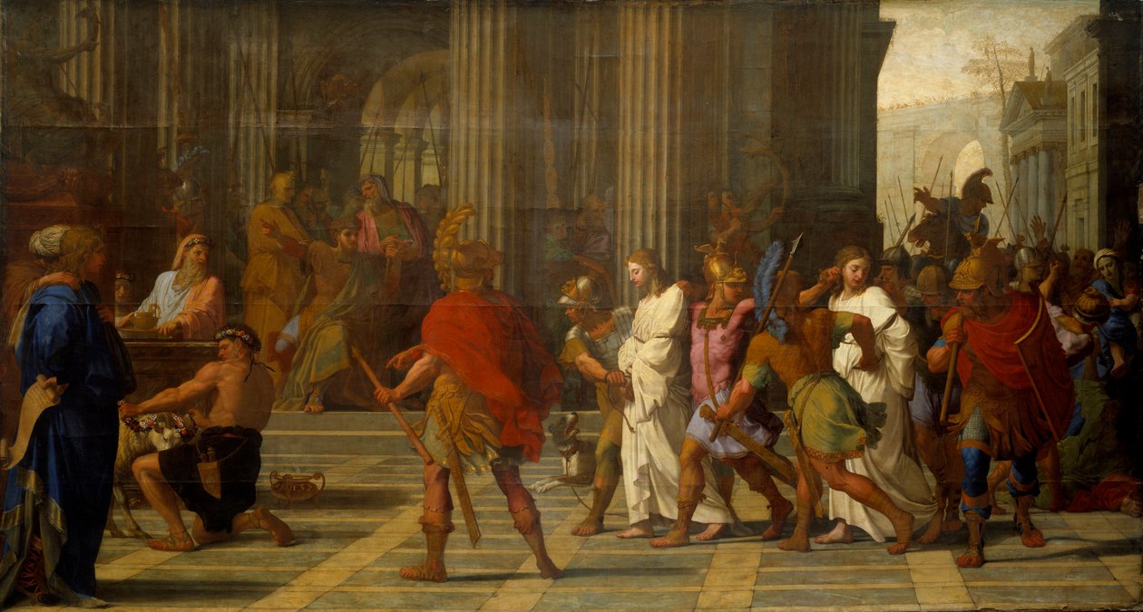 Saint Gervais og Saint Protais brakt for Astasius, nekter å ofre til Jupiter av Eustache Le Sueur