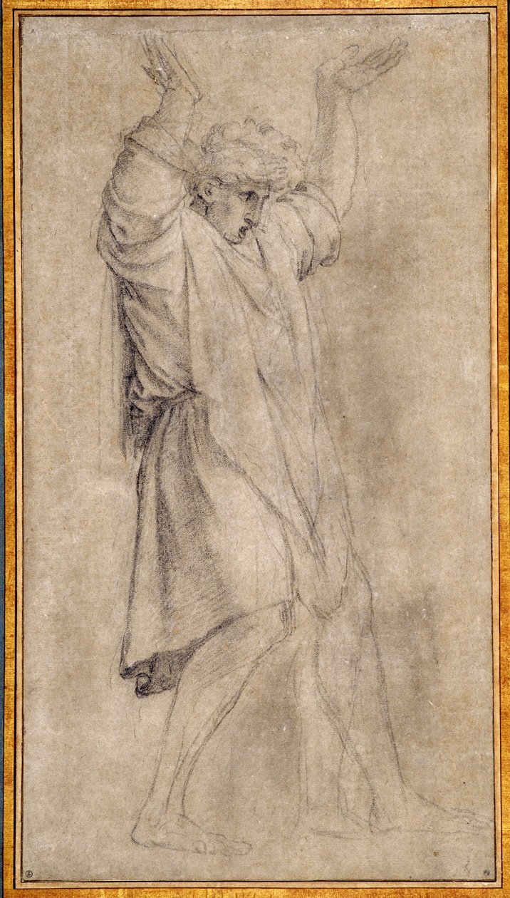 Studie for Marcus Curtius, legendarisk skikkelse fra det gamle Roma av Eustache Le Sueur