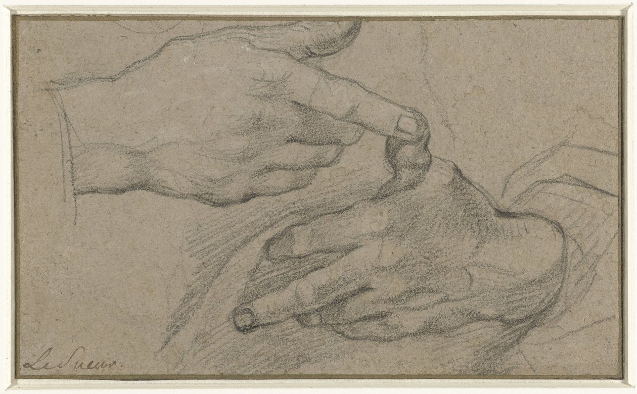 Studie av to hender av Eustache Lesueur