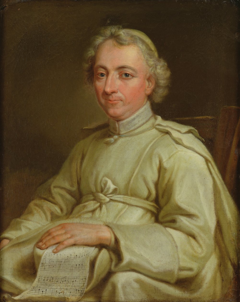 Portrett av en kanon som holder et partiturark av Eustache Restout