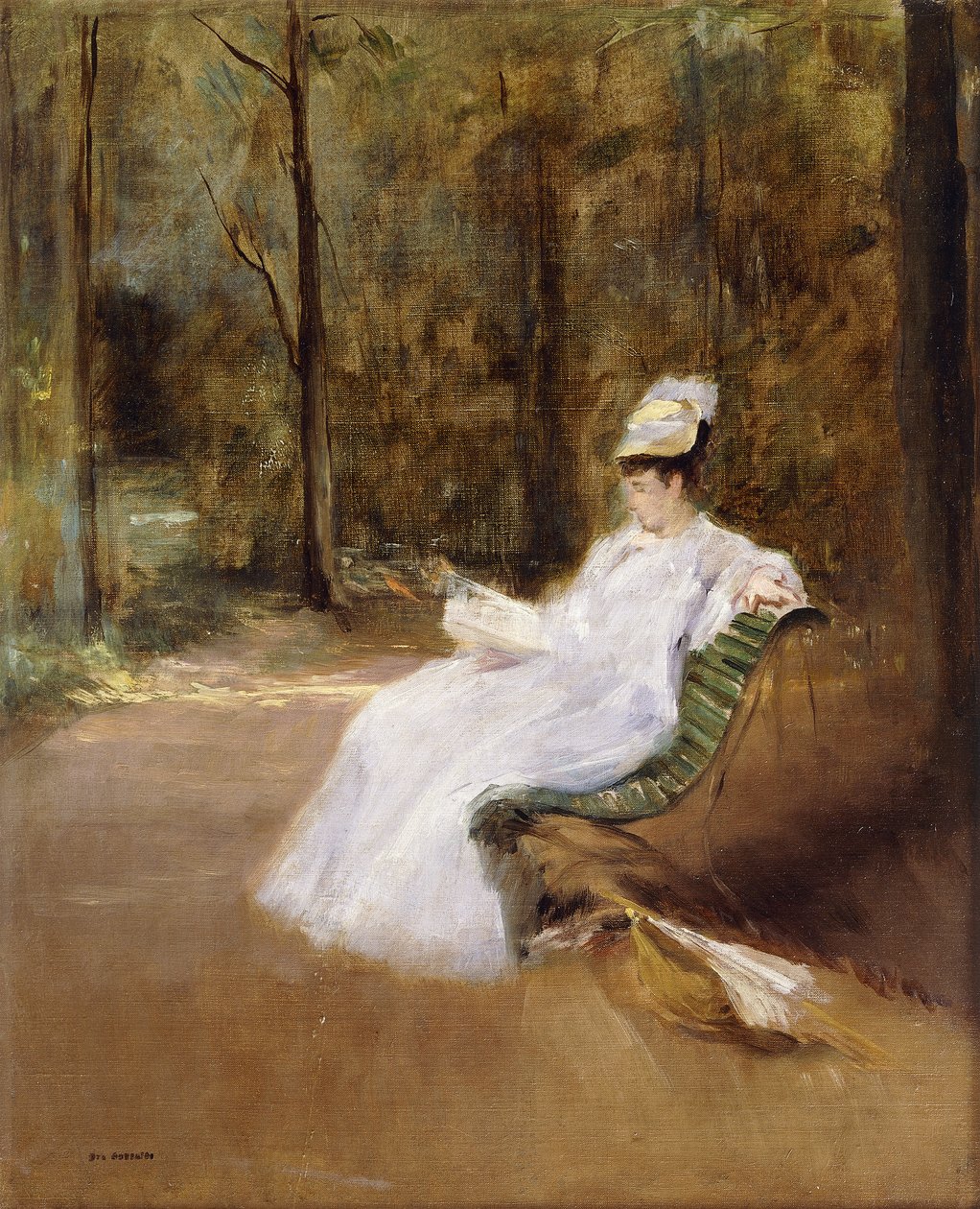 Sitter på en benk; Sur le Banc, ca. 1848 av Eva Gonzalès