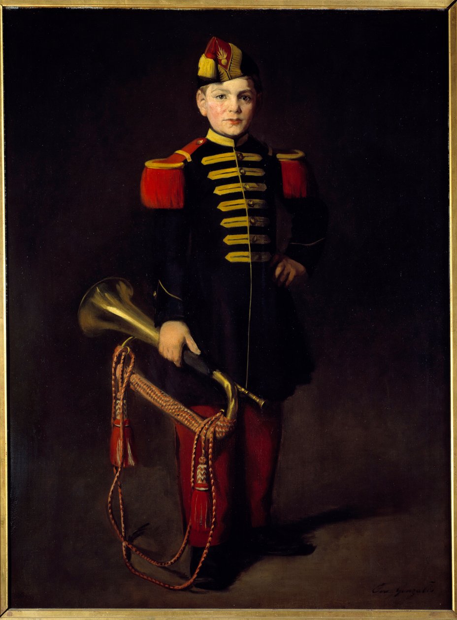 Troppsbarn (med trompet). Maleri av Eva Gonzales (1849-1883) av Eva Gonzalès