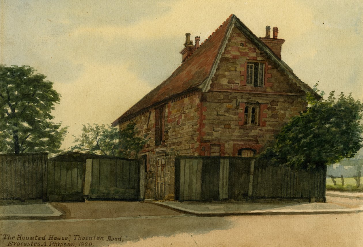The Haunted House, Thornton Road, 1920 wc på papir av Evacustes Arthur Phipson