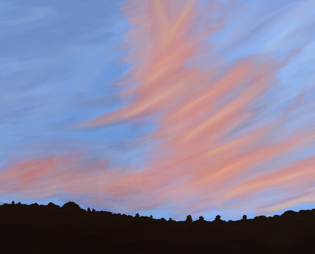Tregrense, Hudson Valley, 2018 (håndtegnet på en iPad med en Apple-blyant) av Evan Sklar