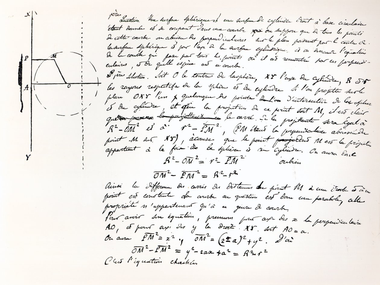 Begynnelsen av Galois' eksamensmanus for Concours General, 1829 av Evariste Galois