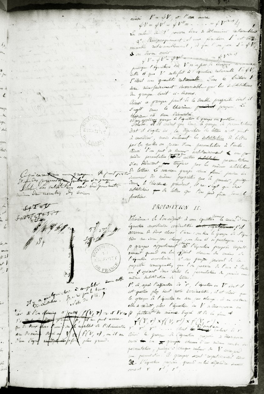Ms 2108 f.4 Skrifter om betingelsene for å løse en ligning med radikaler, 1832 (se også 237127) av Evariste Galois