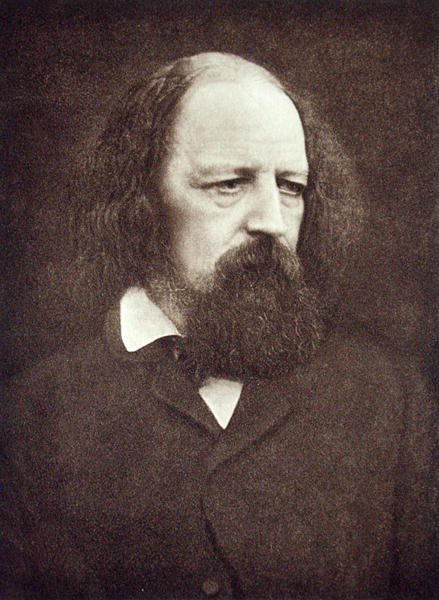 Portrett av Alfred, Lord Tennyson (1809-92), ca. 1889-91 (s/hvitt-foto) av Eveleen Myers