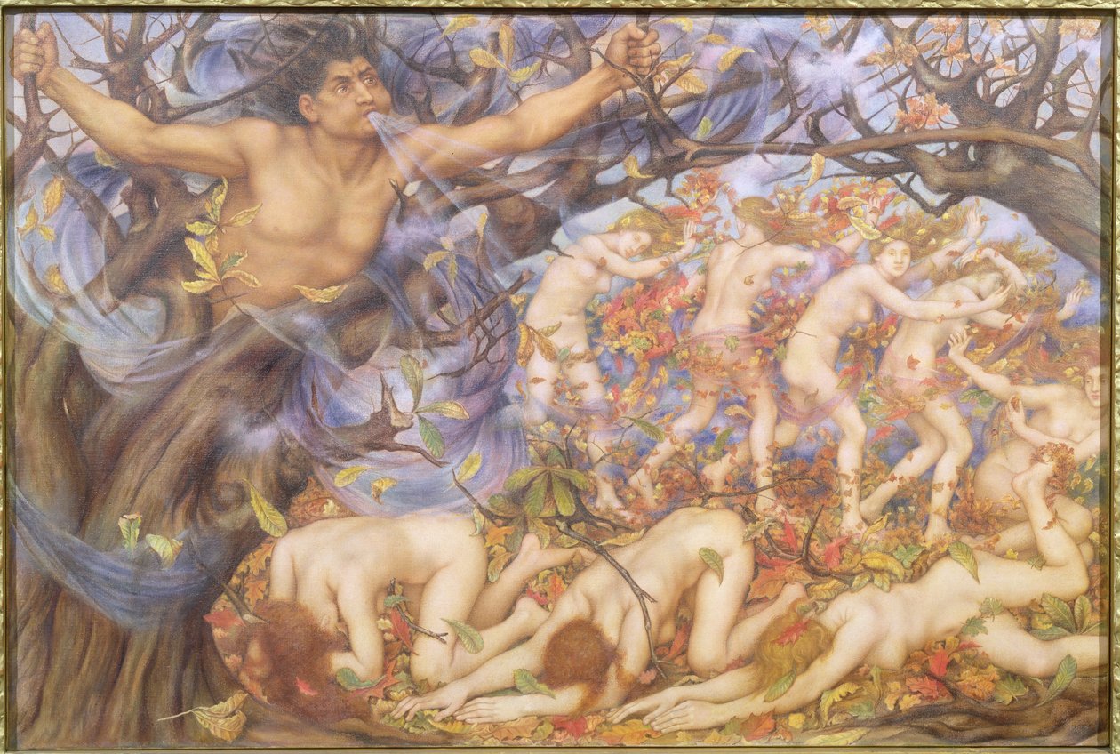 Boreas og fallne løv av Evelyn De Morgan