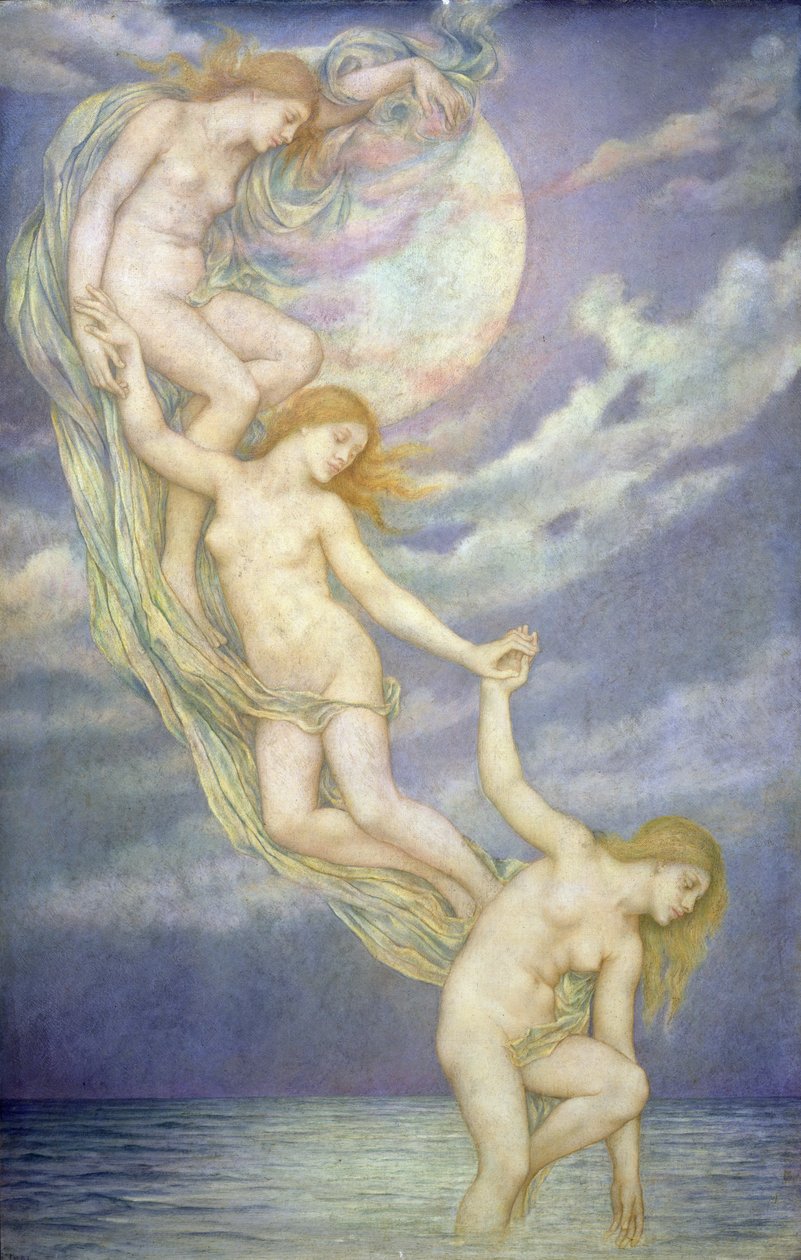 Månestråler dykker ned i havet av Evelyn De Morgan