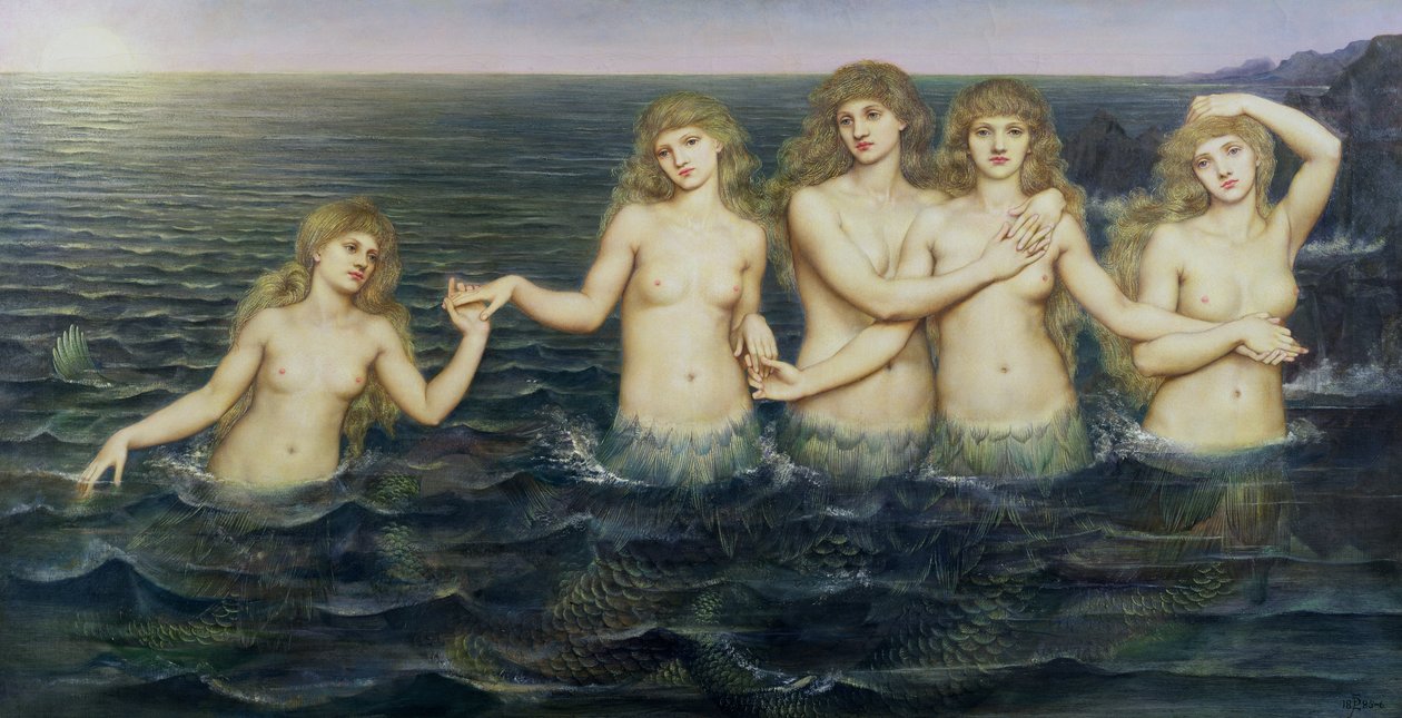 Sjøjomfruene, 1885-86 av Evelyn De Morgan